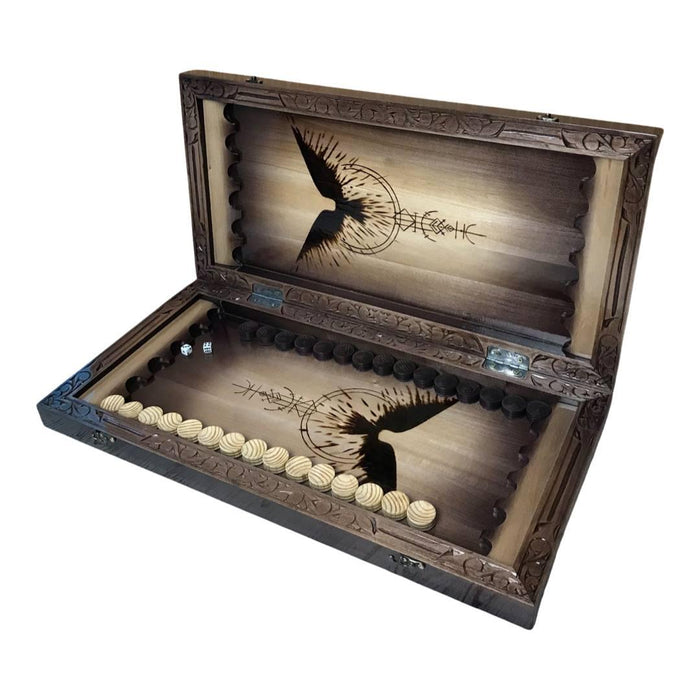 Artistic Wooden Backgammon "Raven", 60×30×8 cm