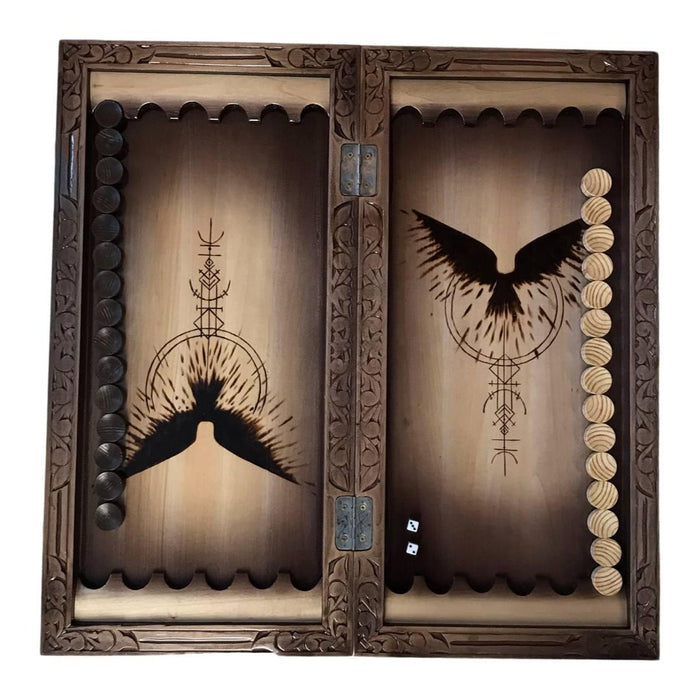 Artistic Wooden Backgammon "Raven", 60×30×8 cm