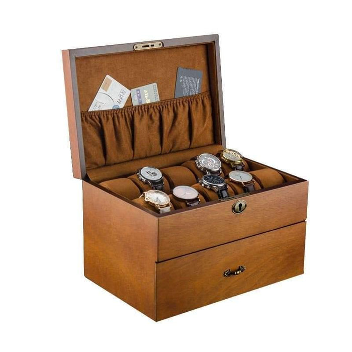 Vintage Ash Wood Watch Box With Pocket 20 Slots