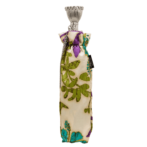 Spring Flower Print Jeweled Brass Folding Umbrella