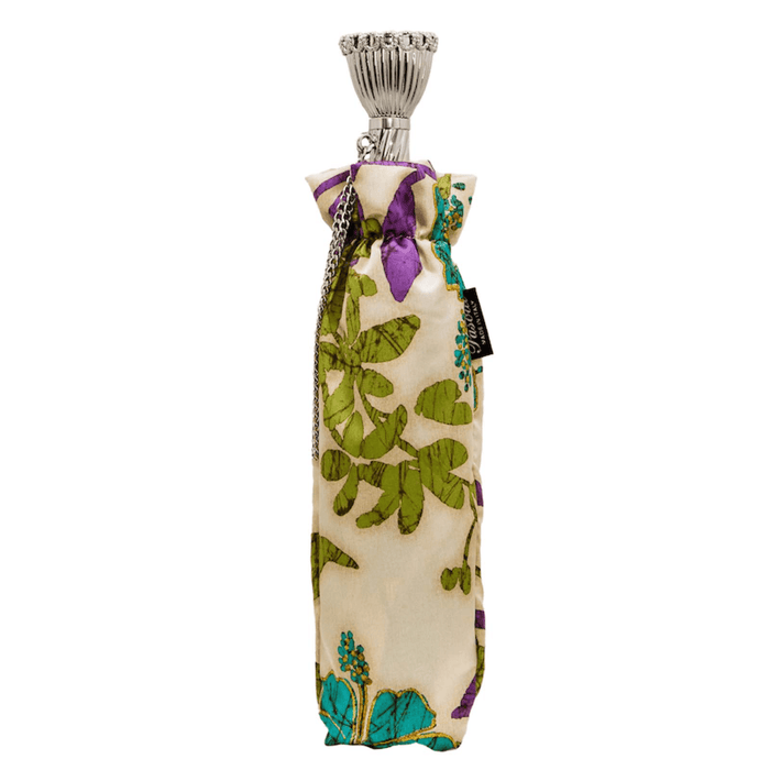 Spring Flower Print Jeweled Brass Folding Umbrella