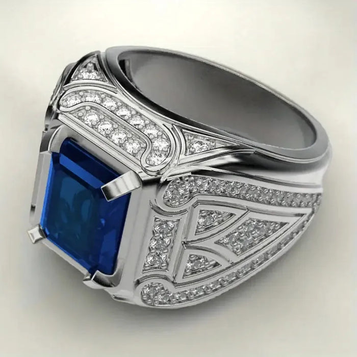 Luxury Retro Ring with Synthetic Sapphire – Stylish Accessory