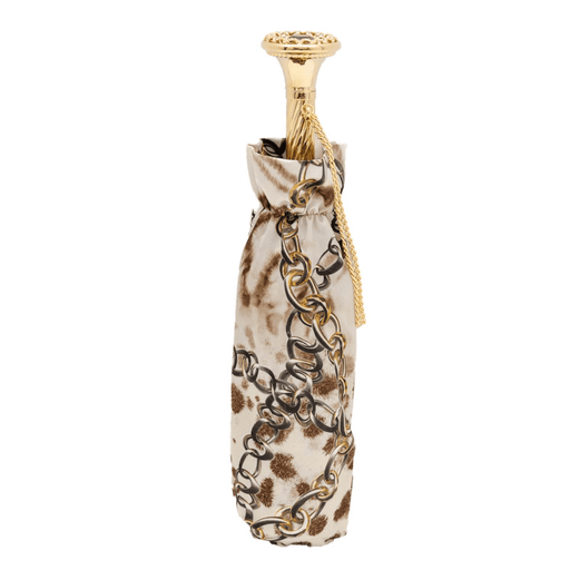 Leopard Chains Jewel Brass Chic Folding Umbrella