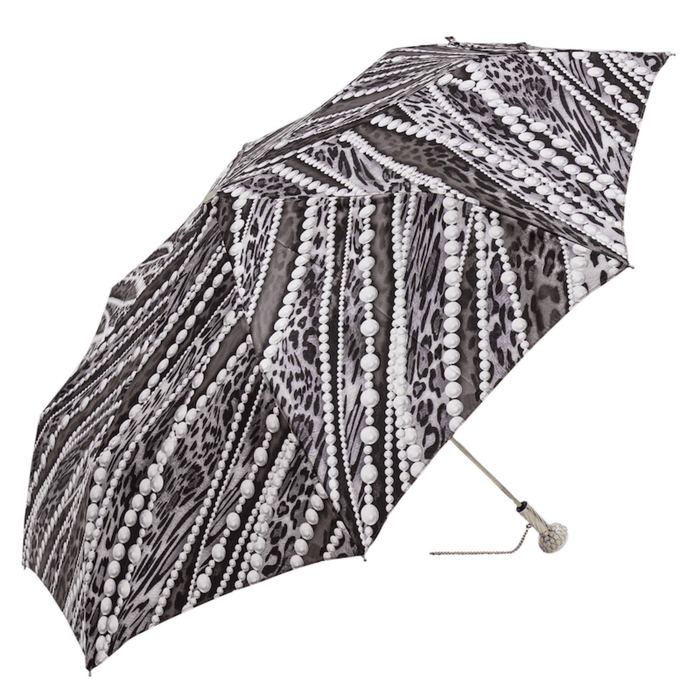Unique Pearls Print Jewel Brass Luxury Folding Umbrella