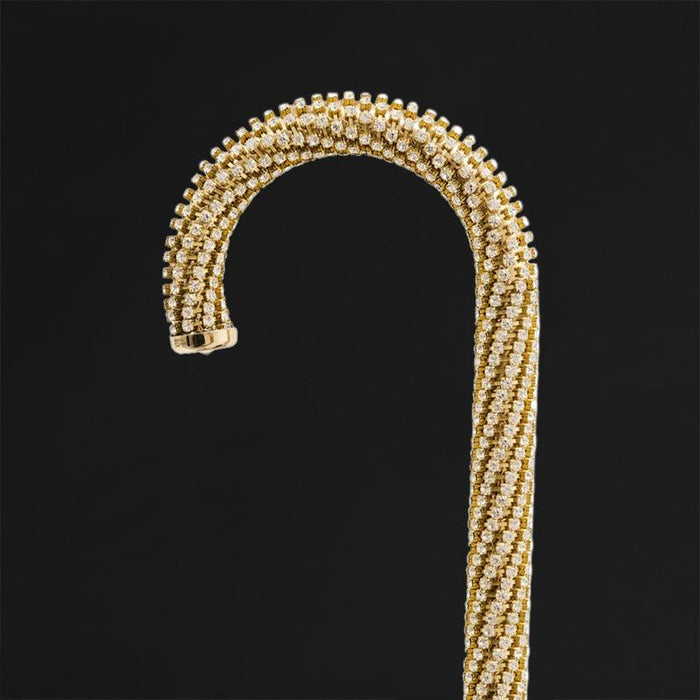 Modern Tourist Style Walking Cane Swarovski® - Brass Jeweled