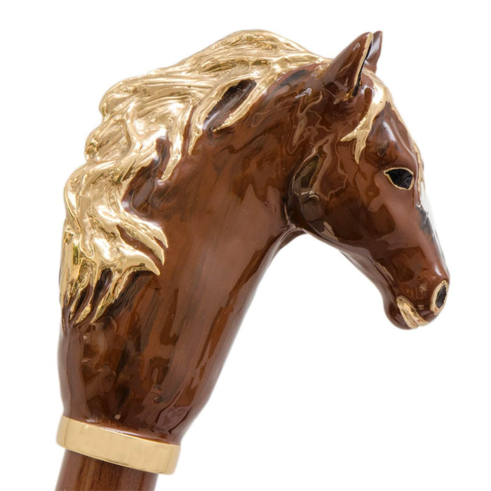 Luxury Handle Horse Brass Walking Cane - Designer Cane