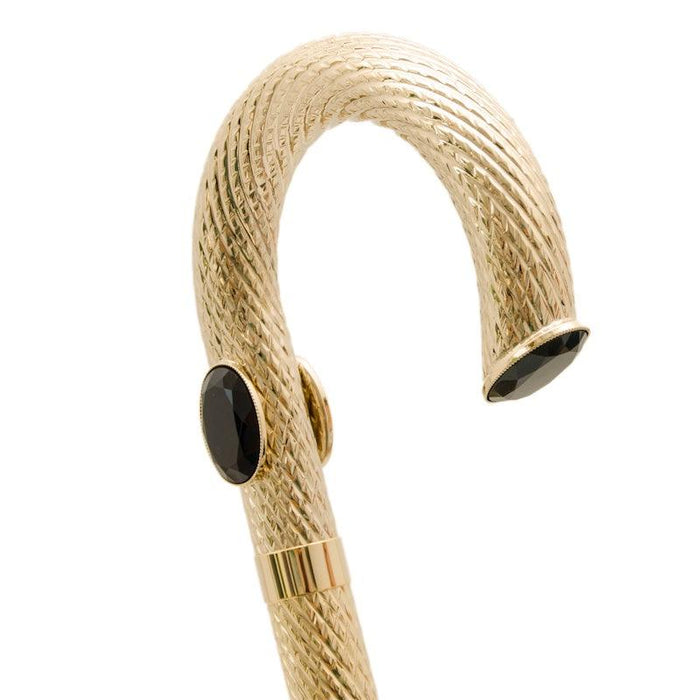 Precious Elegant Brass Walking Stick Classic with Black Stone