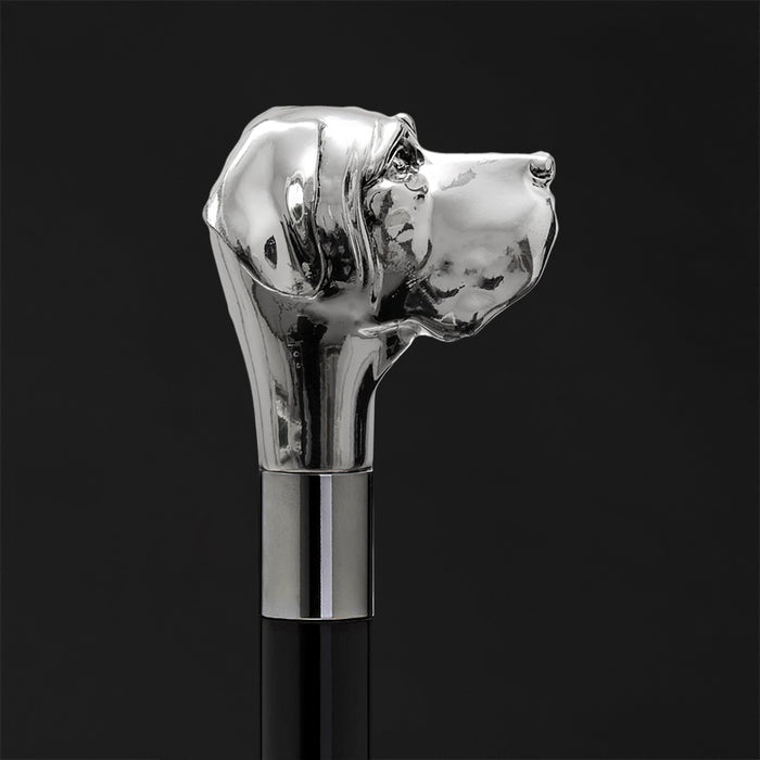 Silver Labrador Walking Cane, Antique Royal Stick