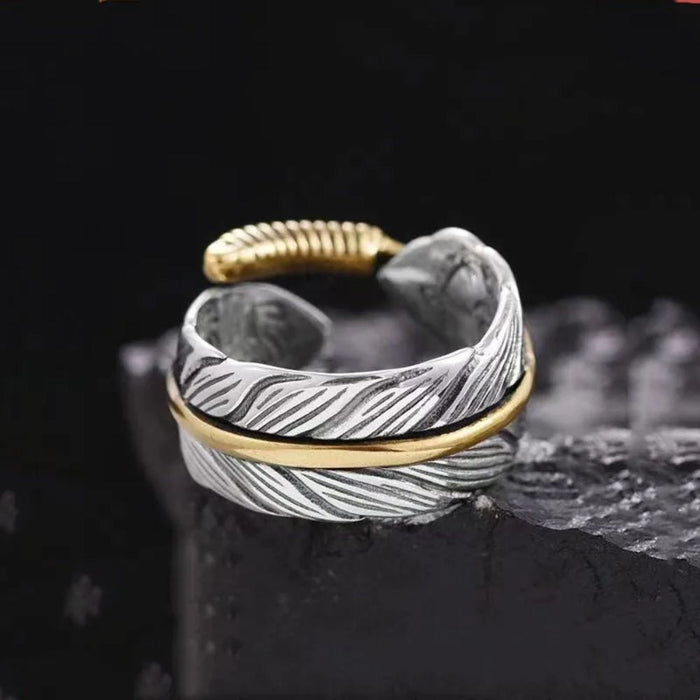 Adjustable Feather Ring 925 Silver