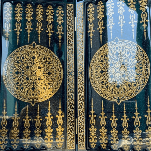Black Acrylic Stone Backgammon "Golden Horse", Customized Backgammon