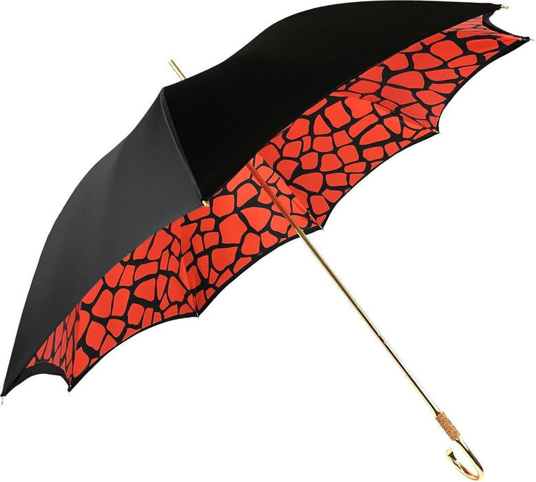 Black and Red Giraffe Print Pattern Inside Umbrella