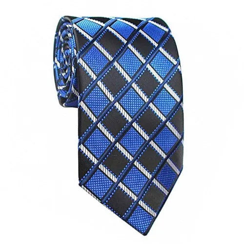Blue and Black Striped Silk Tie for Men - Classy Accessory for Formal Wear
