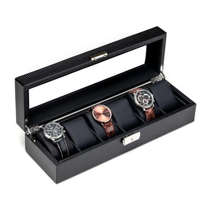 Premium Quality Black Carbon Elegance Box with 6 Slots