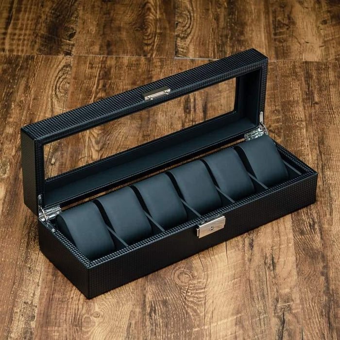 Premium Quality Black Carbon Elegance Box with 6 Slots