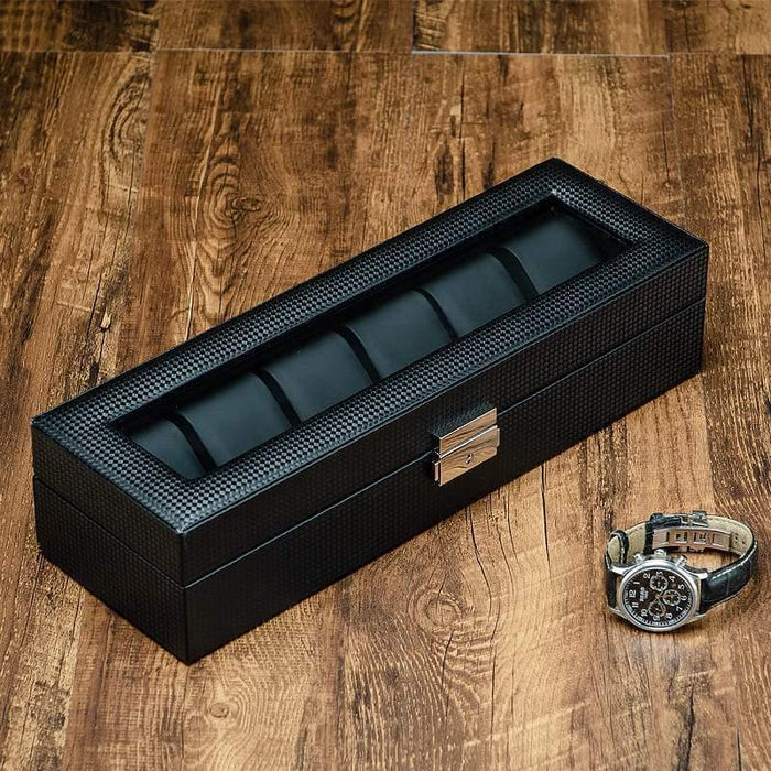 Premium Quality Black Carbon Elegance Box with 6 Slots