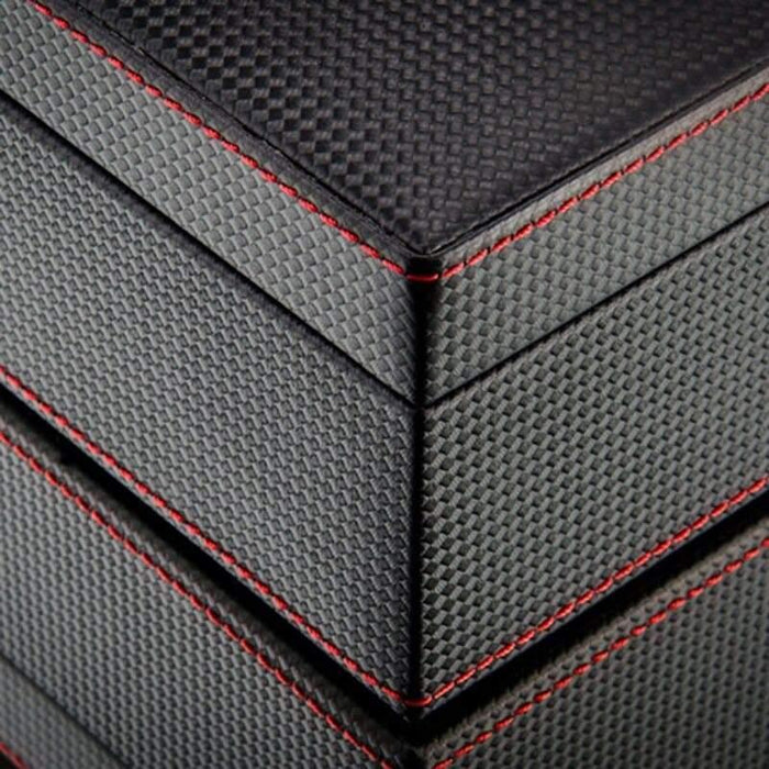 Black Carbon Watch Case with 10 Slots for Timepiece Storage