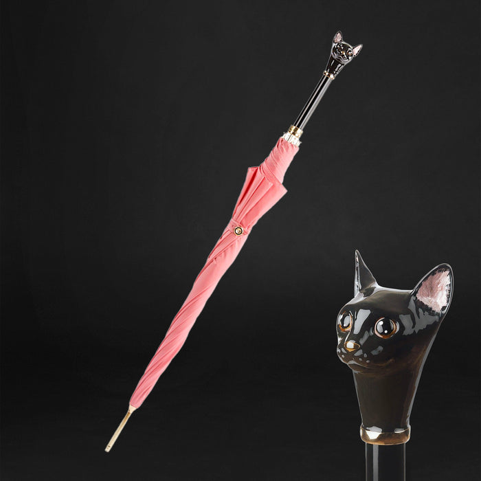 Black Cat Figure Pink Umbrella High Quality