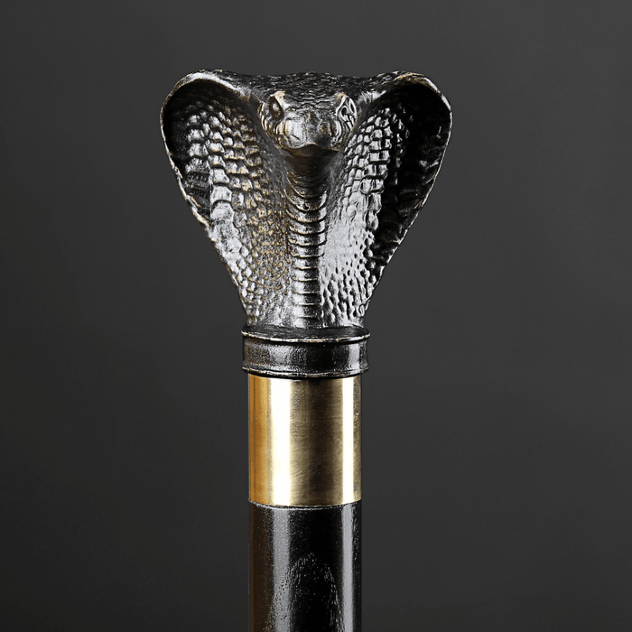 Black Cobra Walking Stick, Wooden Cane - Design