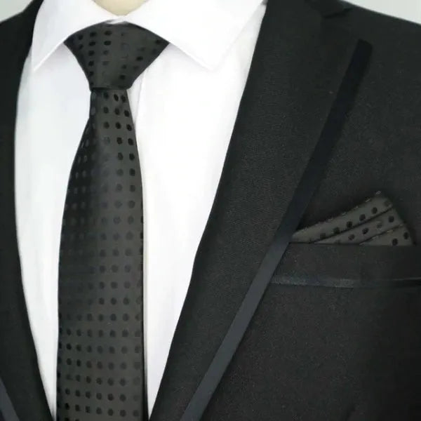 Black Silk Tie with Dotted Pattern - Elegant Accessory for Men