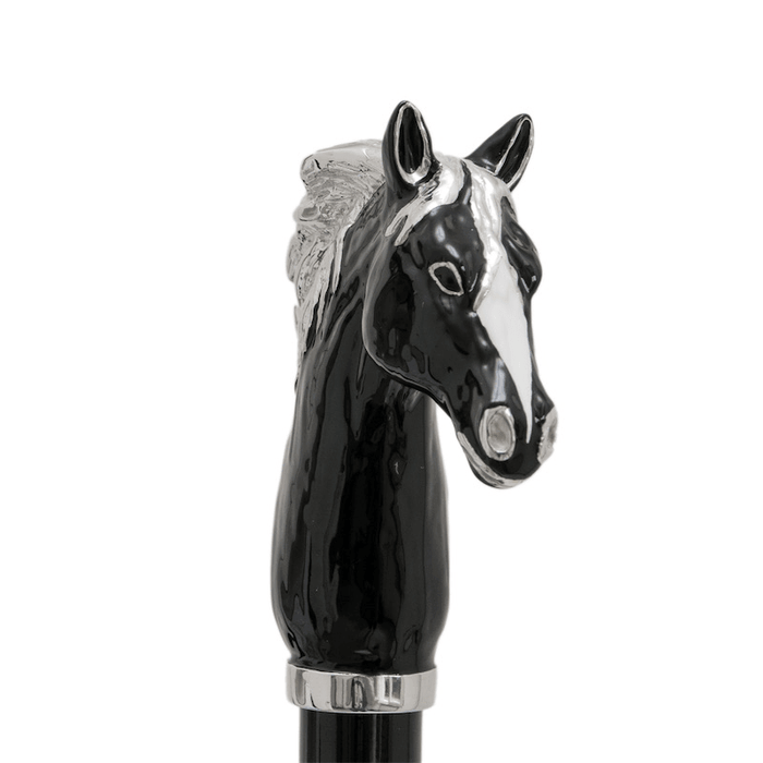 Black Horse Umbrella with Enameled Brass Handle