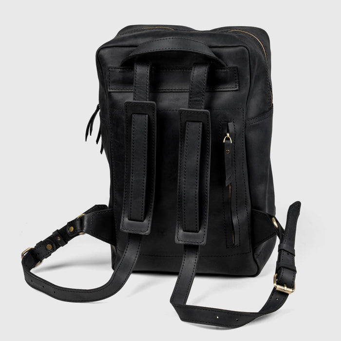 Black Leather Backpack For Men, Travel Backpack