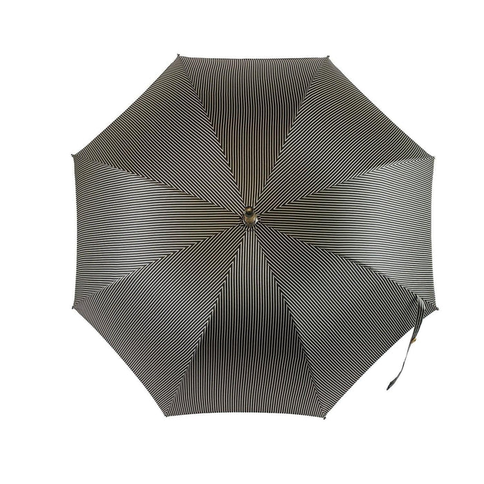 Black & White Umbrella with Hand-Curved Malacca Wood Handle