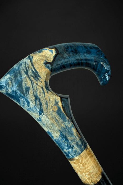 Blue Burl Modern Walking Stick Fashionable Style, Artistic Walking Stick