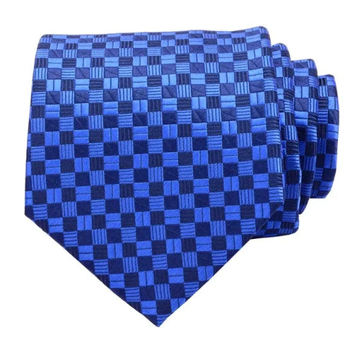 Blue Checkered Silk Necktie for Classy Men