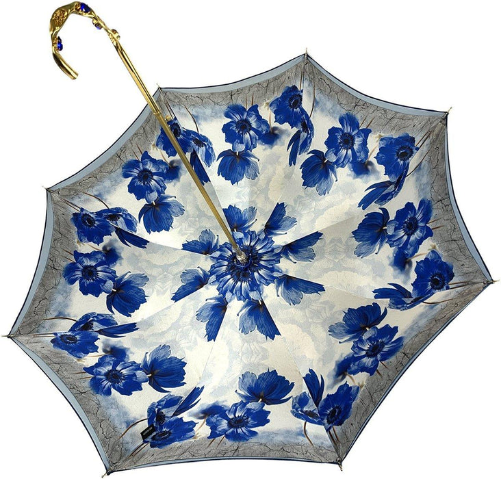 Blue Flowers Design Double Canopy Umbrella