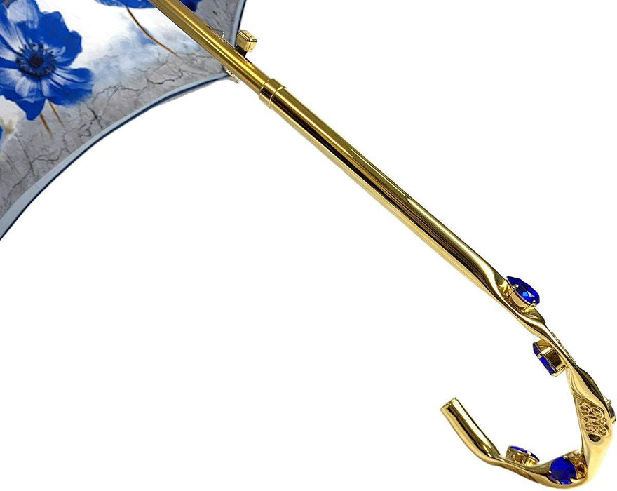 Blue Flowers Design Double Canopy Umbrella