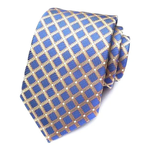 Silk Necktie for Men - Classy Blue Gold Stripes
