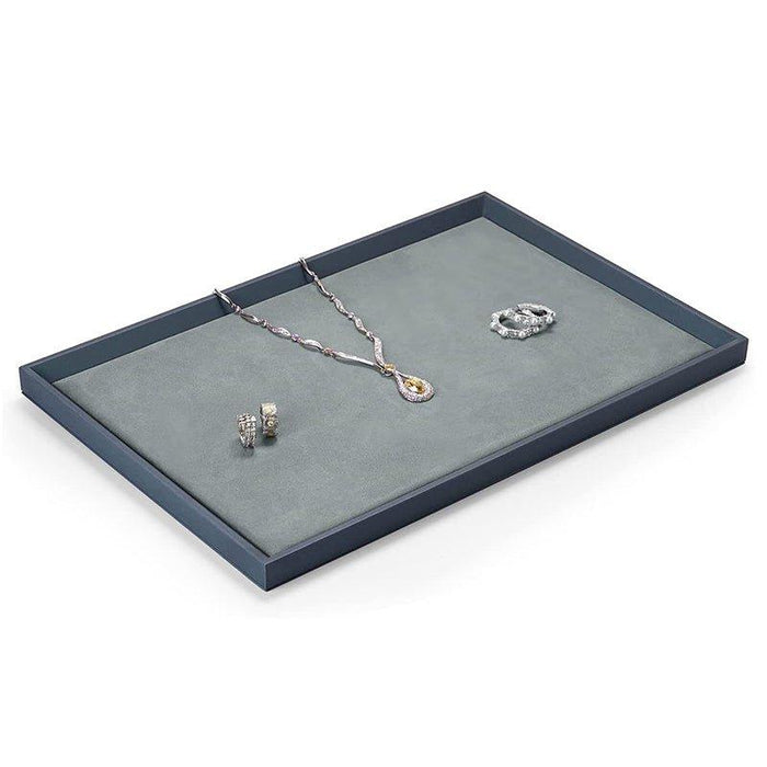 Blue Large Premium Leather Flat Jewelry Tray