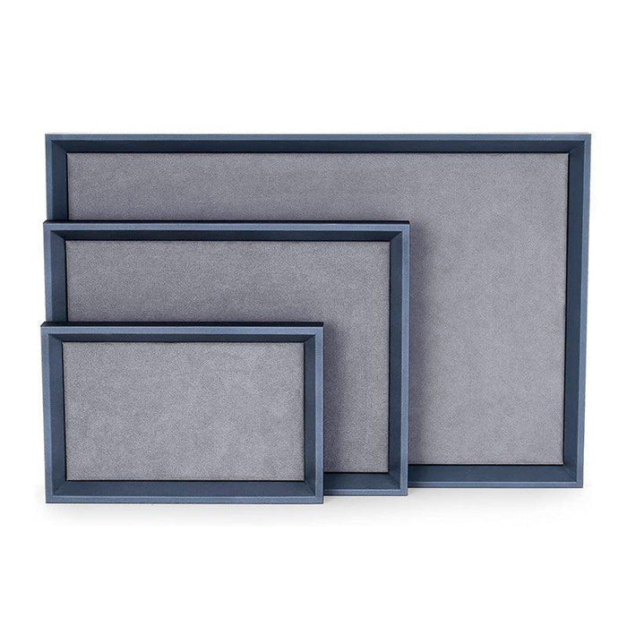 Blue Large Premium Leather Flat Jewelry Tray