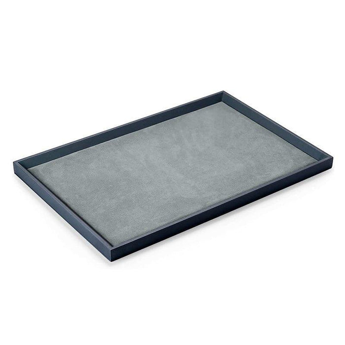 Blue Large Premium Leather Flat Jewelry Tray