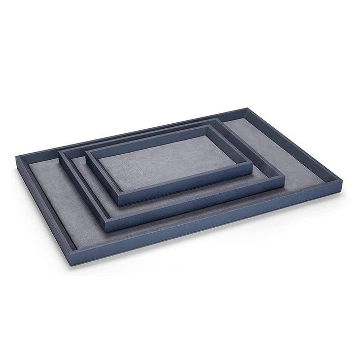 Blue Large Premium Leather Flat Jewelry Tray