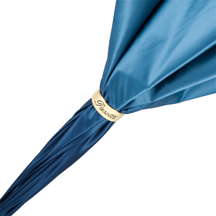Blue Umbrella "Bouquet of Flowers" with Wooden Handle