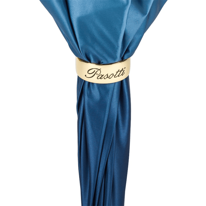 Blue Umbrella "Bouquet of Flowers" with Wooden Handle
