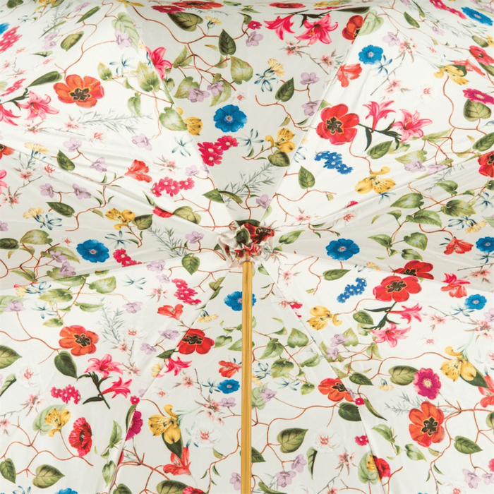 Blue Umbrella "Bouquet of Flowers" with Wooden Handle