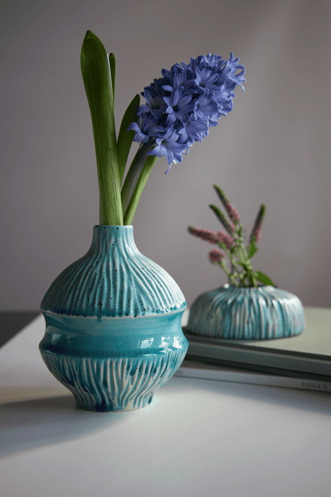 Blue Wabi-Sabi Ceramic Pottery Vase Handmade