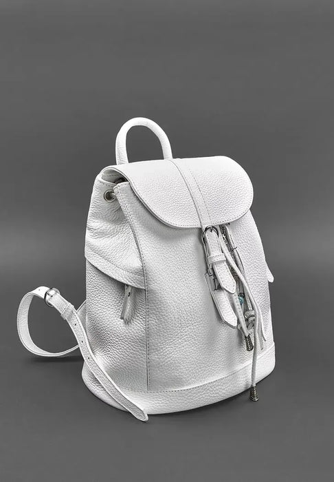 Minimalist White Leather Backpack for Women