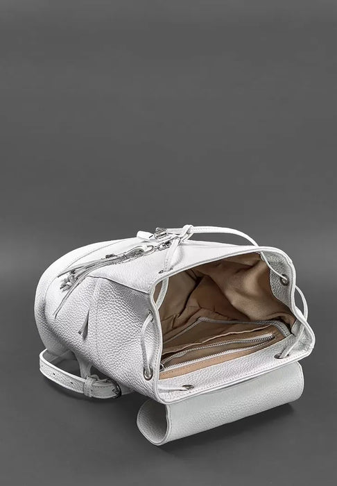 Minimalist White Leather Backpack for Women