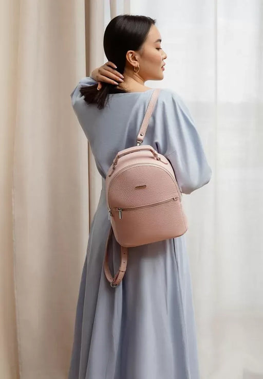 Light Beige Leather Elegant Women's Mini Backpack