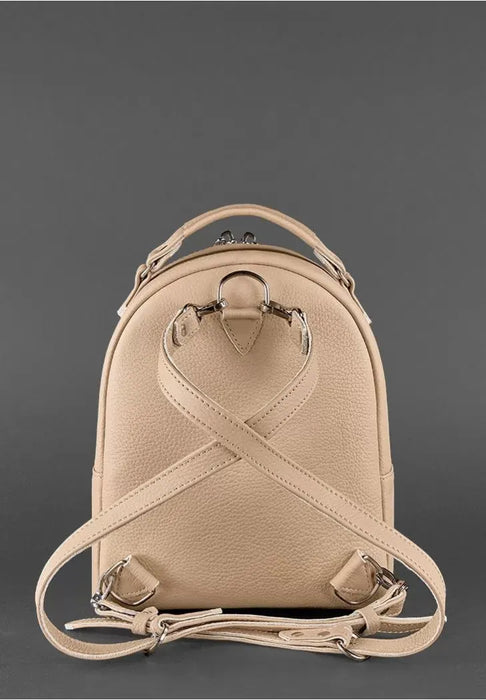 Light Beige Leather Elegant Women's Mini Backpack
