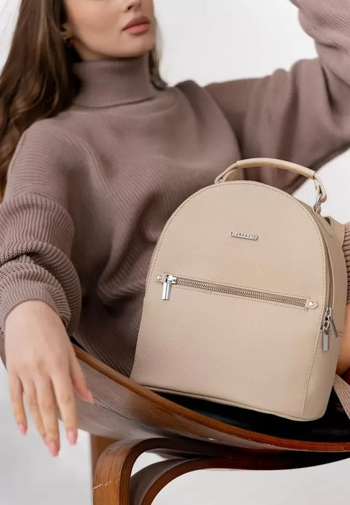 Light Beige Leather Elegant Women's Mini Backpack