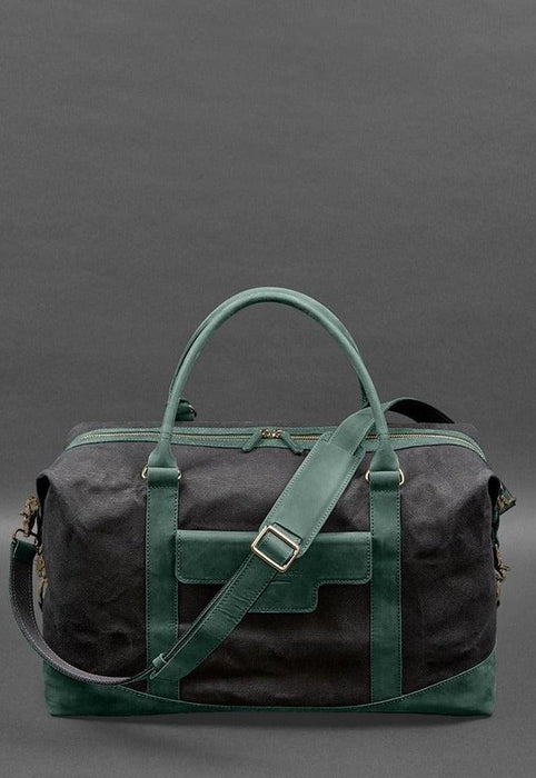 Stylish Travel Bag In Canvas and Natural Leather