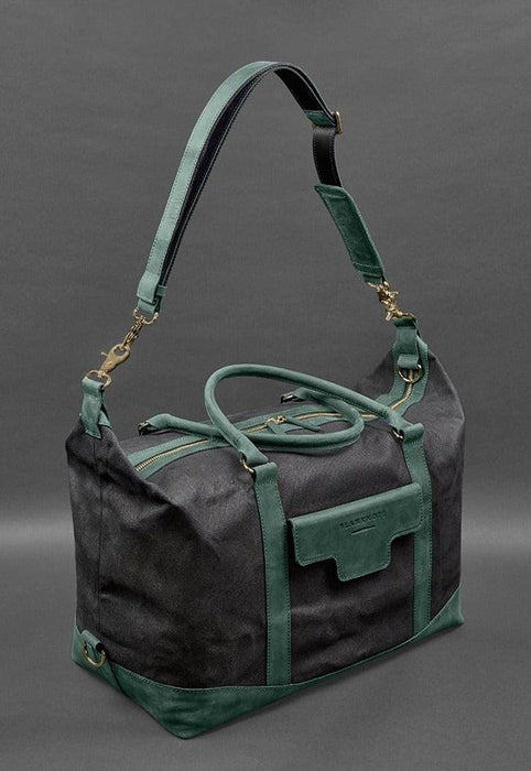 Stylish Travel Bag In Canvas and Natural Leather