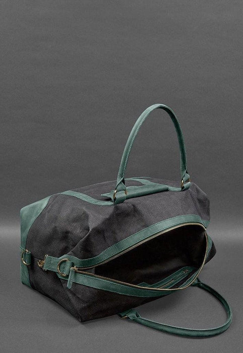 Stylish Travel Bag In Canvas and Natural Leather