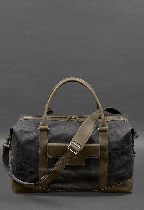 Stylish Travel Bag In Canvas and Natural Leather