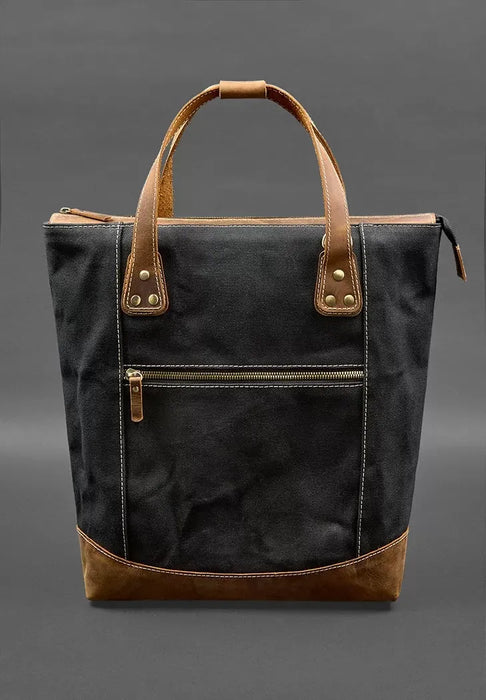 Canvas and Genuine Leather Backpack-Bag – Stylish and Durable Design