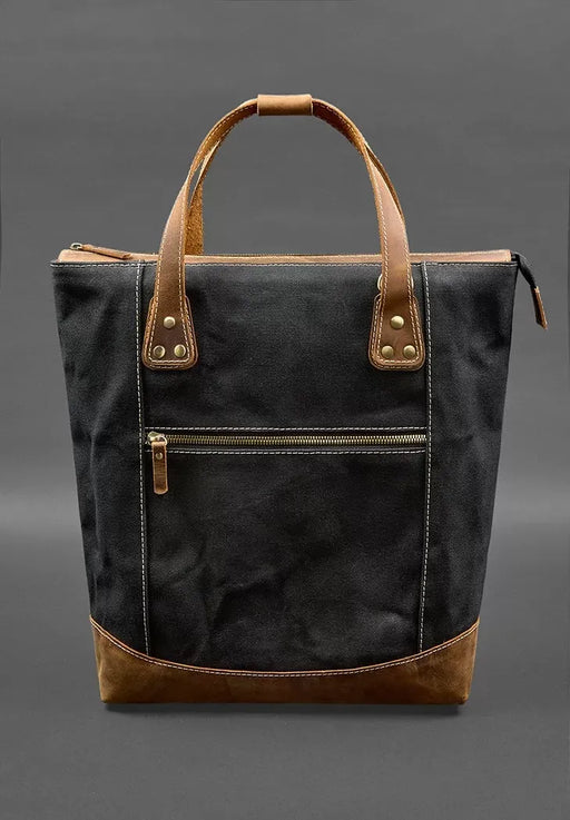 Canvas and Genuine Leather Backpack-Bag – Stylish and Durable Design